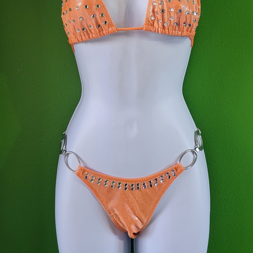 Orange competition Bikini suit with Swarovski crystals - Picture 3 of 4